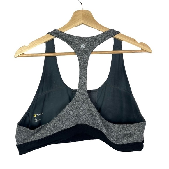 Zella Gray & Black Lace It Up Racerback Sports Bra XL - Picture 4 of 6